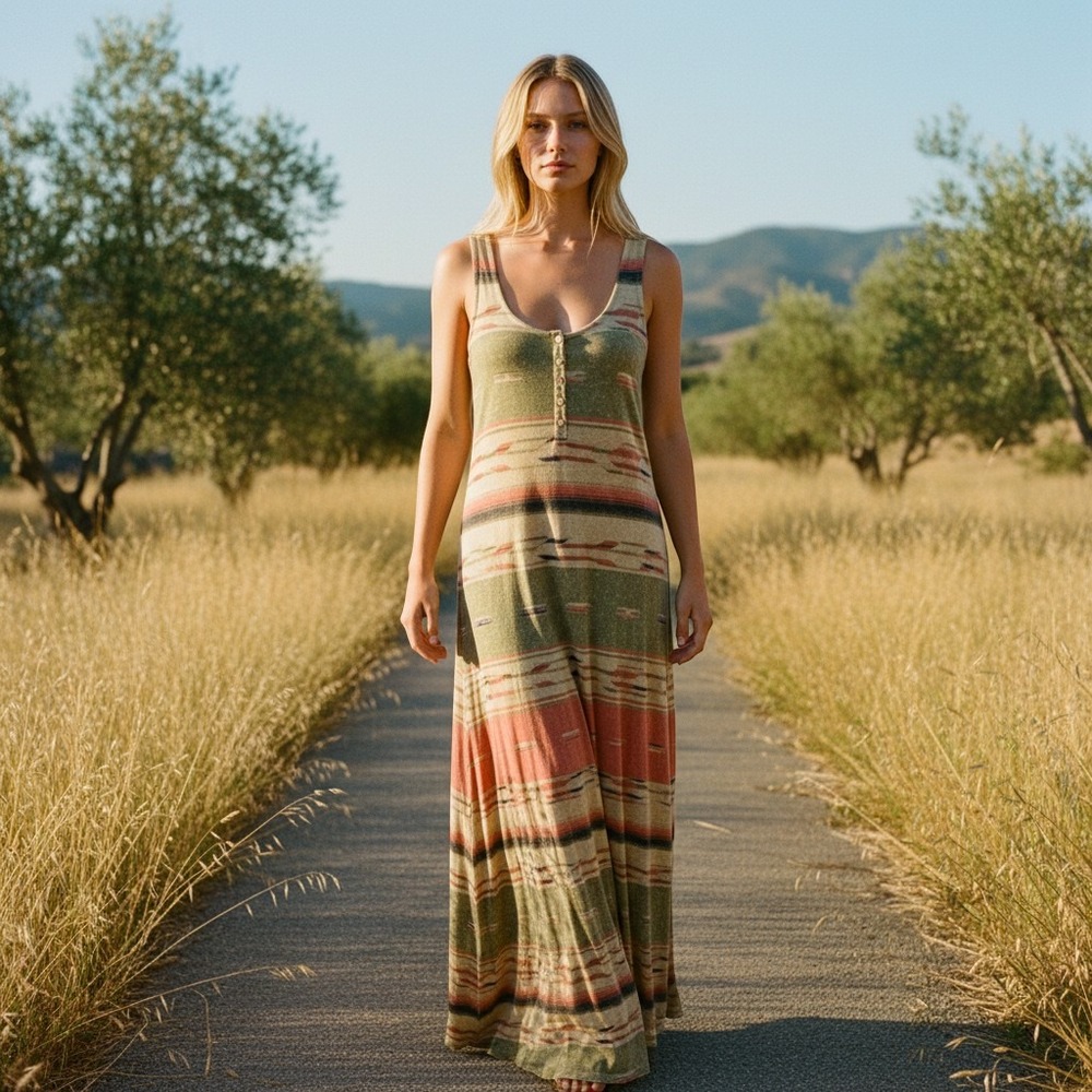 Lauren Ralph Lauren Jeans Size XS Southwestern Aztec Sleeveless Maxi Dress